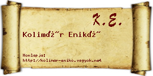 Kolimár Enikő névjegykártya